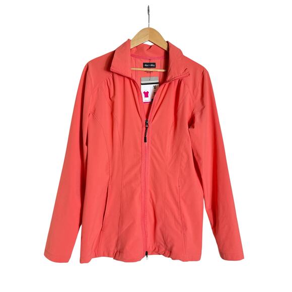 Alex + Abby Women's Pursuit Full-Zip Jacket Silky Soft Ruched Size XL Coral NWT - Picture 2 of 7